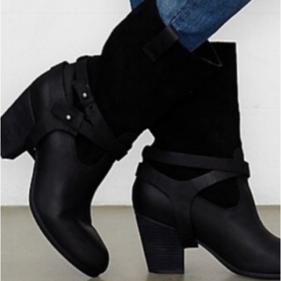 DENIM & SUPPLY by RALPH LAUREN ‘Sole Chick’ Black Leather Slouch Boots size 6 - Picture 1 of 15